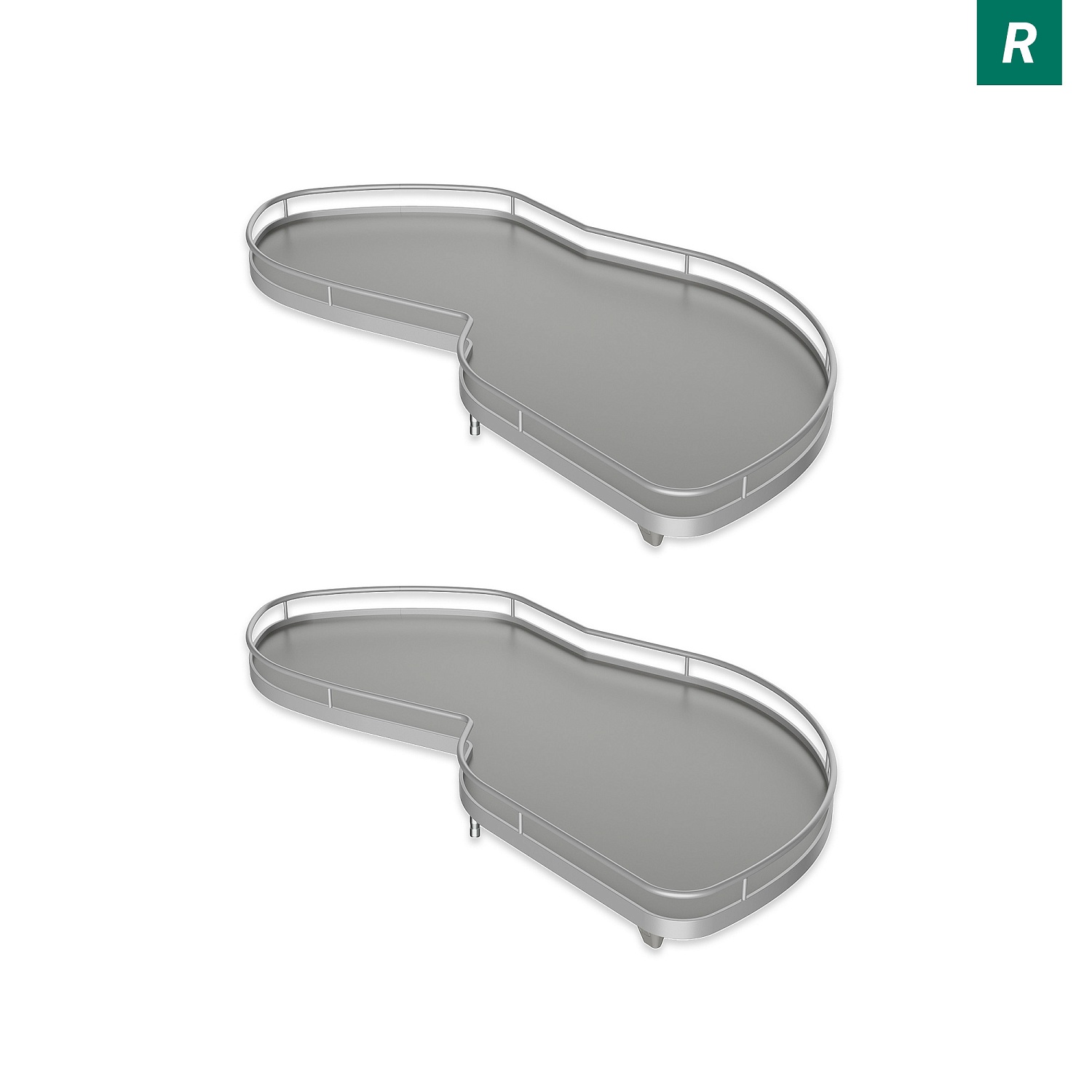 Комплект 2 полки, рычаги, Леманс, 450 мм, правый, Арена Классик, цвет титан, дно серое антислип (0479200102)