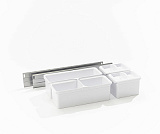 • Набор емкостей №3 Юбокс, Диспенса / Диспенса Джуниор 300 мм, 2хбокса 1л., 2хбокса 2.1 л., 1хделитель, 2хкрышки, цвет Титан / емкости Белые (0052750102) (0052750102)