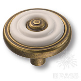 Ручка кнопка  современная классика с белой вставкой, старая бронза (476025MP10ST01)