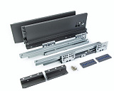 S-бокс, высота 118 мм, длина 400 мм, боковые стенки П-образные, супер тонкие, направляющие скрытого монтажа с доводчиком, цвет графит, комплект 2 шт. (PB118St/400/DGr)