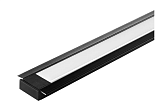 Алюминиевый врезной профиль 22x6 мм, L=2 м с матовым экраном, с заглушками, без крепежа, черный матовый (LR37-MBL)